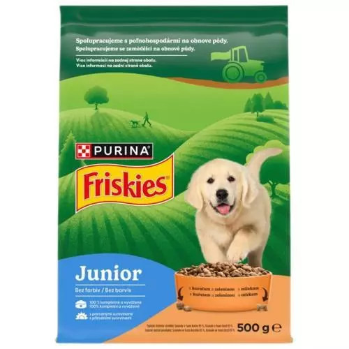 Friskies granule junior s kuřetem, mlékem a zeleninou 500g