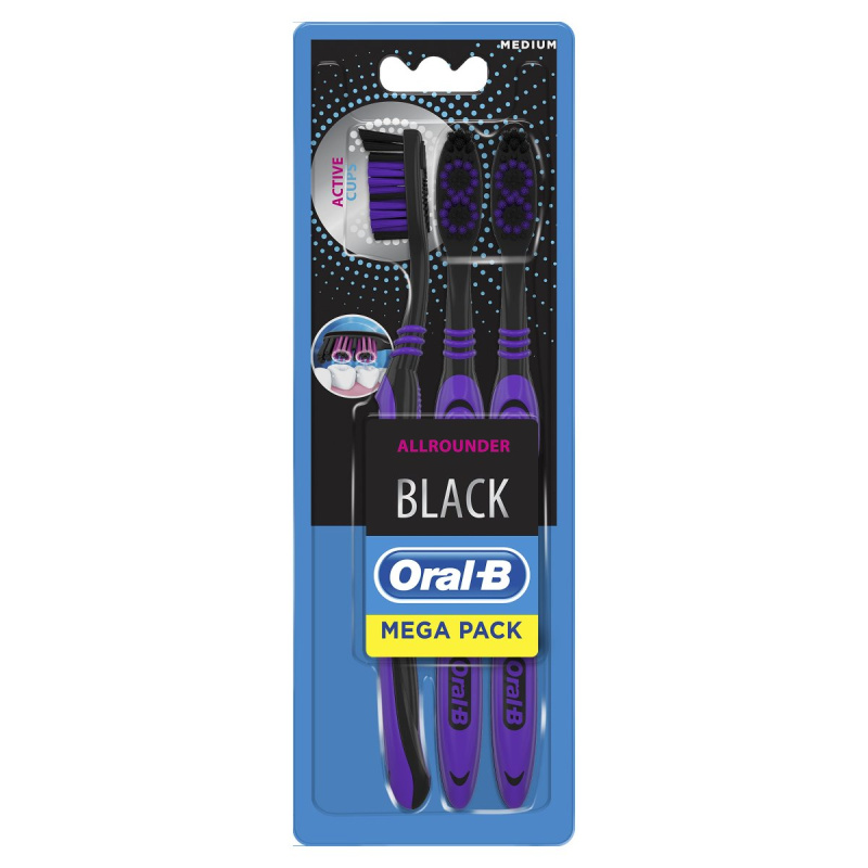 ORAL-B Zubní kartáček Allrounder Black Střední 3 ks