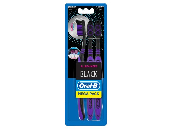 ORAL-B Zubní kartáček Allrounder Black Střední 3 ks