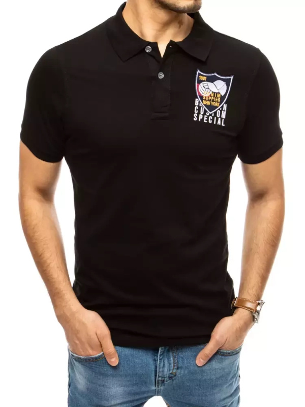 Polokošile s výšivkou černá Dstreet PX0389 XXL