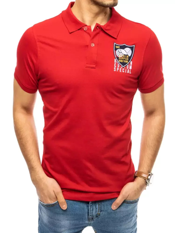 Polokošile s výšivkou v červené barvě Dstreet PX0390 XXL