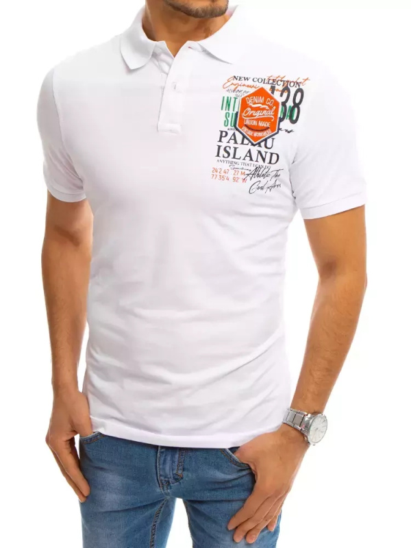 Polo tričko s potiskem červené Dstreet PX0367 Barva: Bílá, Velikost: XL