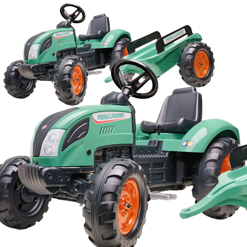 Falk zelený šlapací traktor s přívěsem