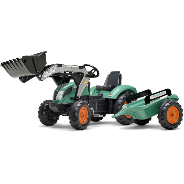 FALK Traktor šlapací SUPER LOADER 1054AM s nakladačem a přívěsem - zelený