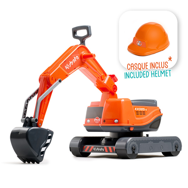 FALK Odrážedlo bagr KUBOTA s odklopným sedadlem a přilbou - oranžové