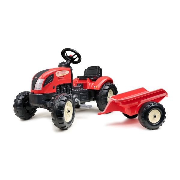 FALK Šlapací traktor 2158L Kiddy Farmer s přívěsem - červené