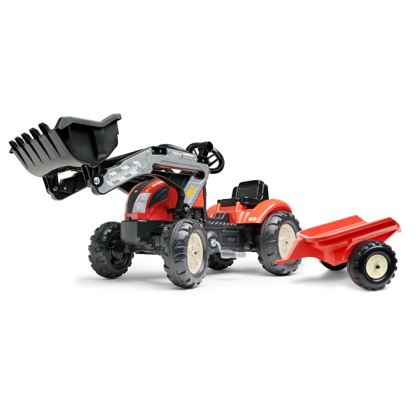 FALK Šlapací traktor 2158ML s nakladačem a přívěsem - červené