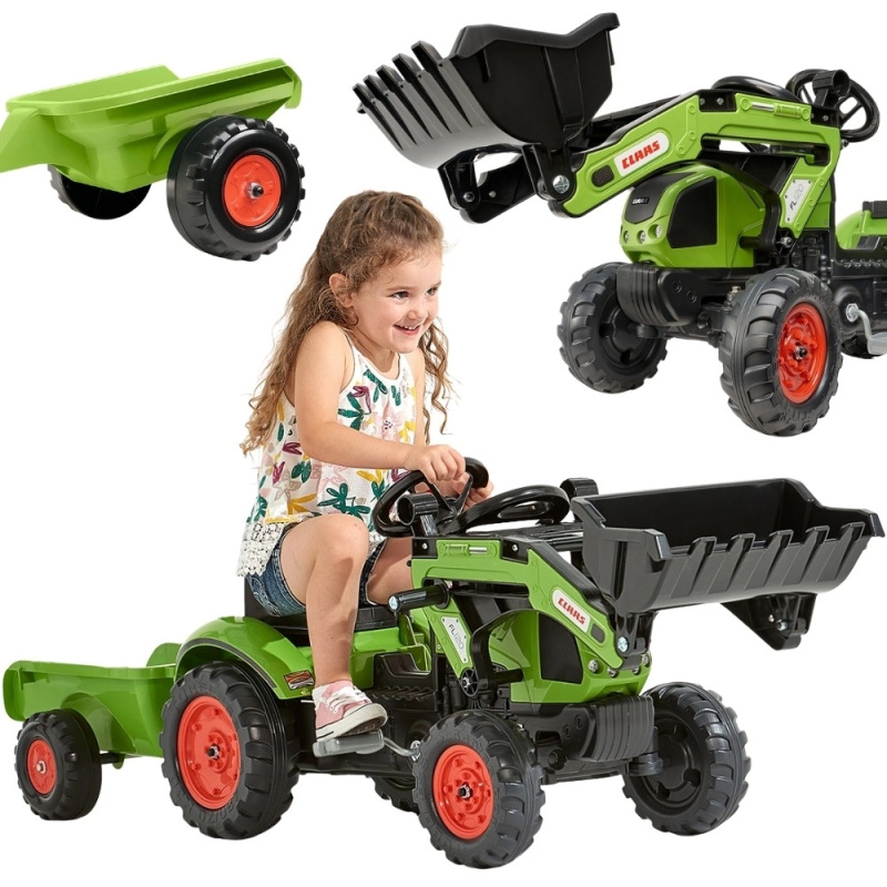 Falk šlapací traktor Claas Arion 410 s nakladačem a přívěsem pro děti 2–5 let