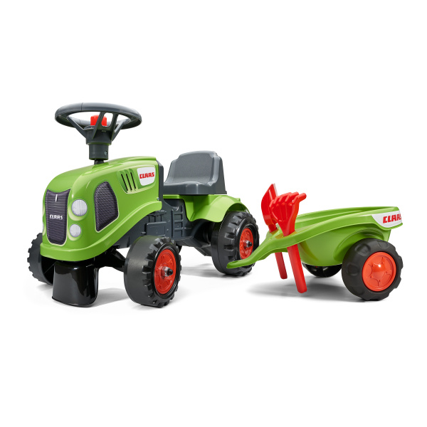 Odstrkovadlo traktor Claas zelené s volantem a valníkem