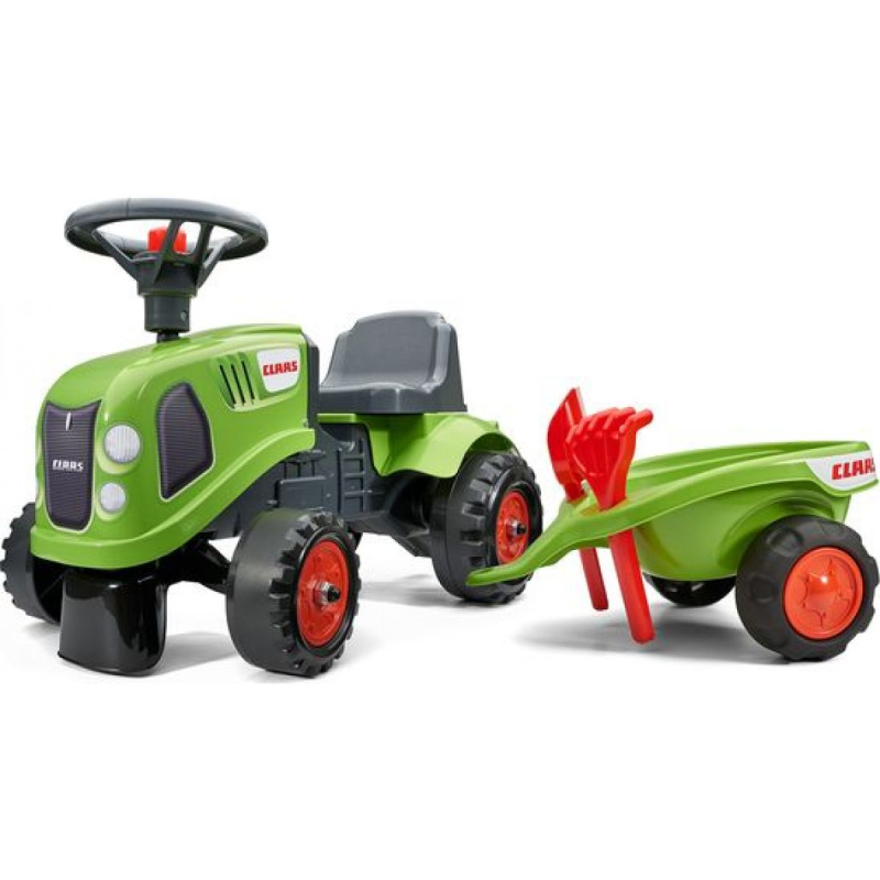 Odstrkovadlo traktor Claas zelené s volantem a valníkem