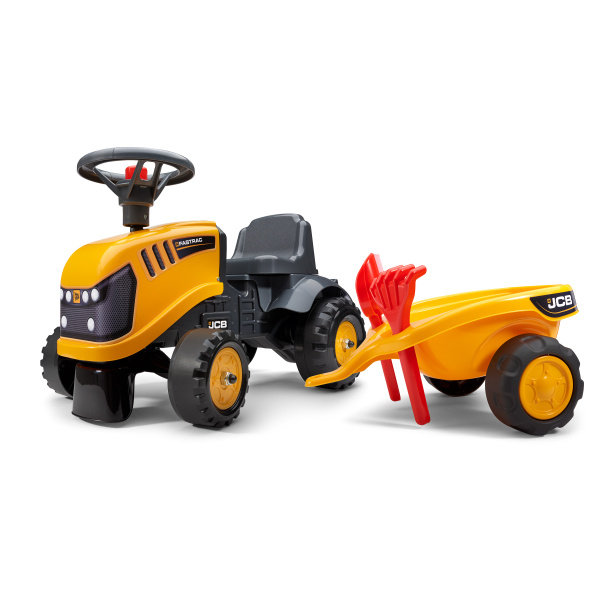 Odstrkovadlo traktor JCB žluté s volantem a valníkem