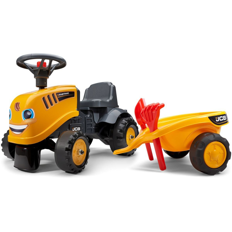Odstrkovadlo traktor JCB žluté s volantem a valníkem