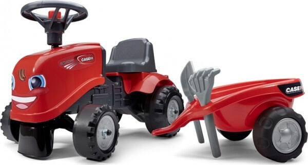 FALK 238C Baby Case IH červený s vlečkou a lopatkou s hrabičky