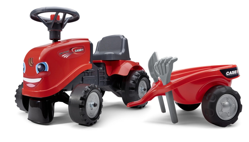FALK 238C Baby Case IH červený s vlečkou a lopatkou s hrabičky