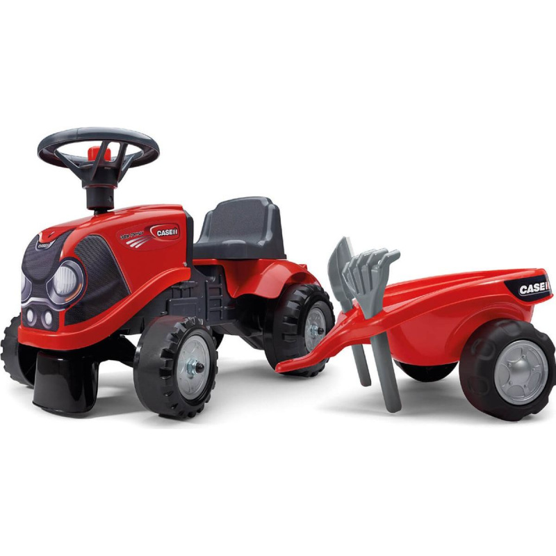 FALK 238C Baby Case IH červený s vlečkou a lopatkou s hrabičky