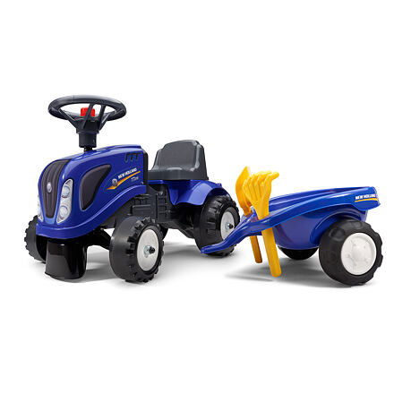 FALK Odrážedlo 280C Baby New Holland T7 s vlečkou a lopatkou s hráběmi