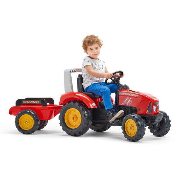 Traktor na pedály Red Supercharger s přívěsem