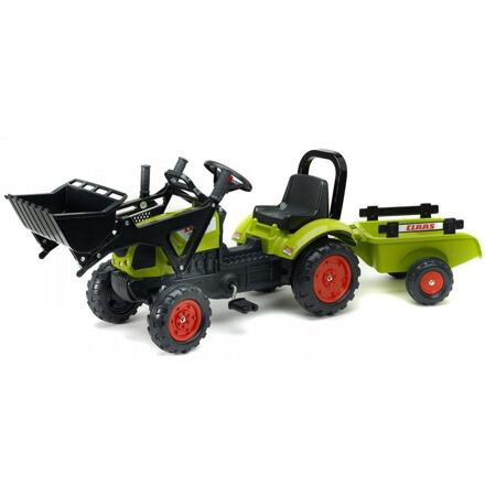 FALK Šlapací traktor Claas Arion 410 s nakladačem a vozíkem, zelený