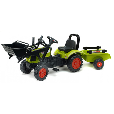 FALK Šlapací traktor Claas Arion 410 s nakladačem a vozíkem, zelený