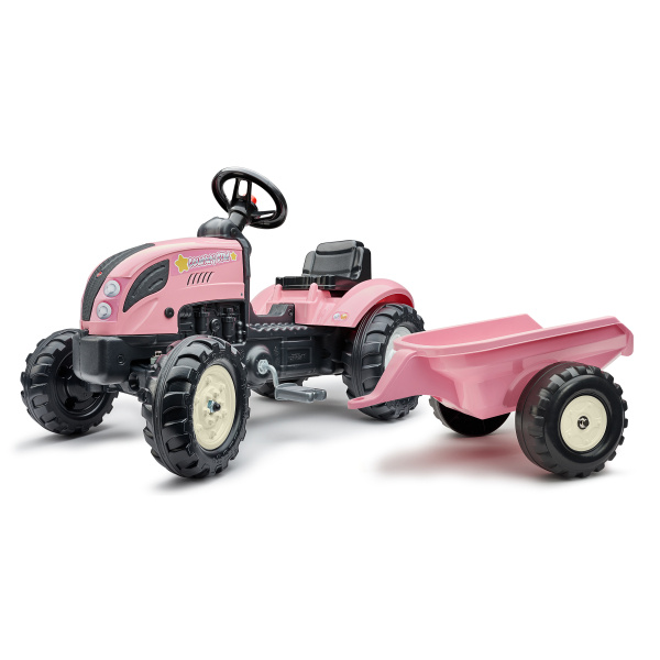 Falk šlapací traktor 1058AB Pink Country Star s přívěsem růžový