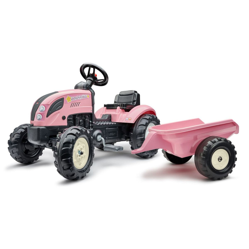 Falk šlapací traktor 1058AB Pink Country Star s přívěsem růžový