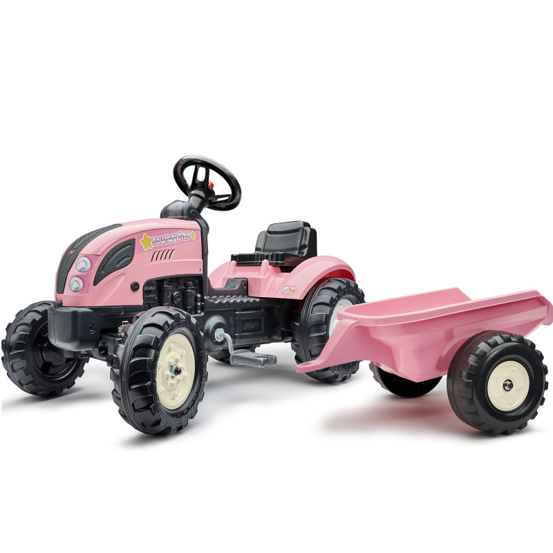 Falk šlapací traktor 1058AB Pink Country Star s přívěsem růžový