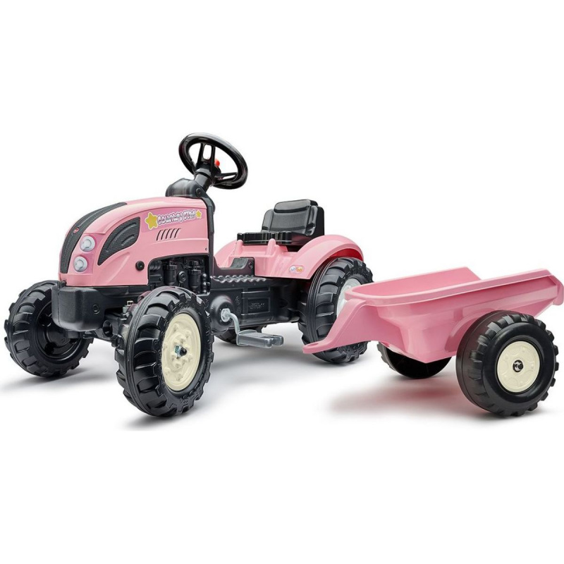 Falk šlapací traktor 1058AB Pink Country Star s přívěsem růžový
