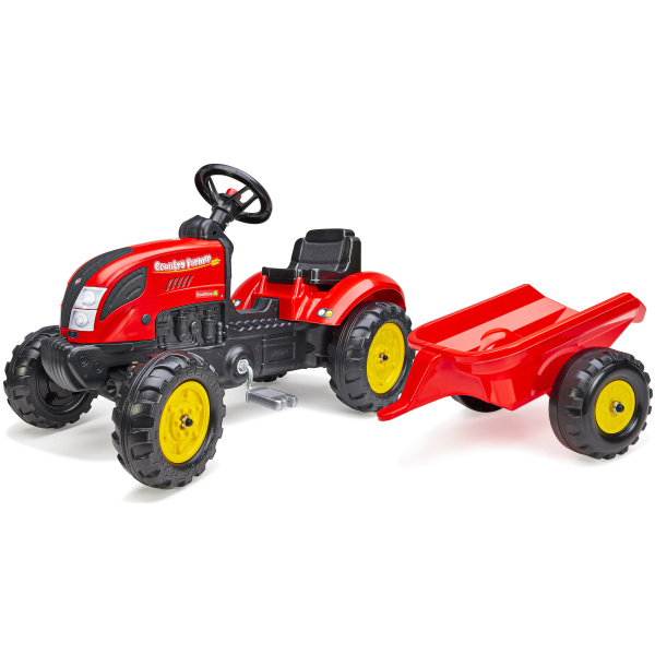 Traktor šlapací Country Farmer s valníkem červený