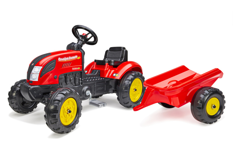 Traktor šlapací Country Farmer s valníkem červený