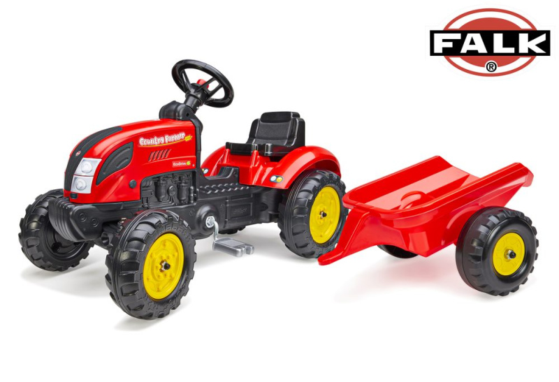 Traktor šlapací Country Farmer s valníkem červený
