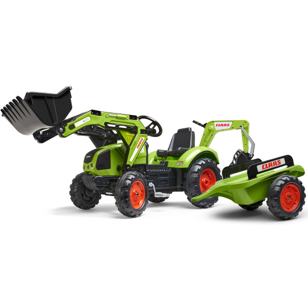FALK Šlapací traktor Claas Arion 430 s nakladačem, bagrem a vozíkem