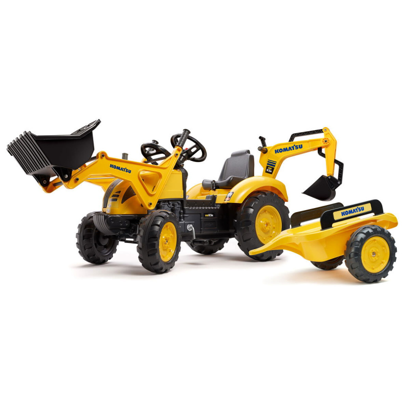 Traktor šlapací Komatsu s přední i zadní lžící a valníkem