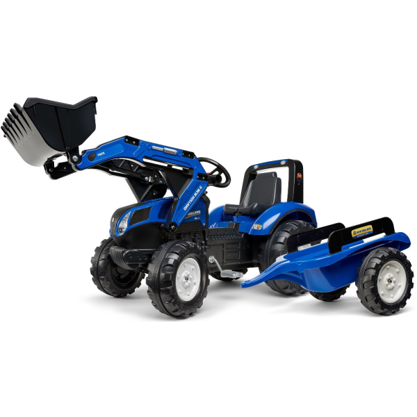 Traktor šlapací New Holland T8 s valníkem a přední lžící mod