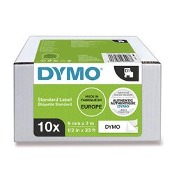 Dymo D1 - originální polyesterová páska - 9 mm × 7 m, černo-bílá, 10 ks