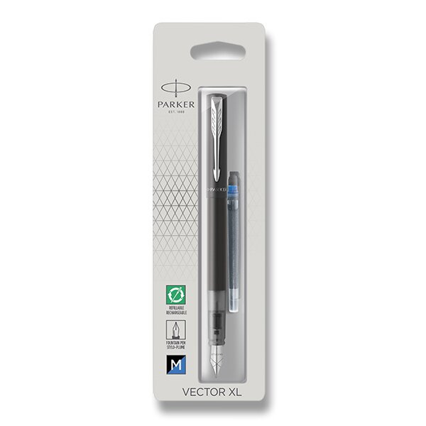Parker Vector XL Black plnicí pero, hrot M, blistr Parker