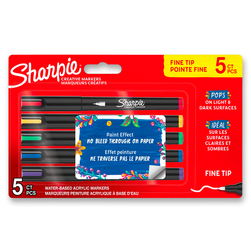 Akrylový popisovač Sharpie Acrylic Marker Bullet Fine - 5 ks Sharpie