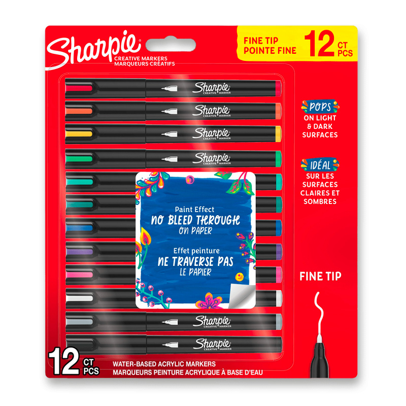 Akrylový popisovač Sharpie Acrylic Marker Bullet Fine - 12 ks Sharpie