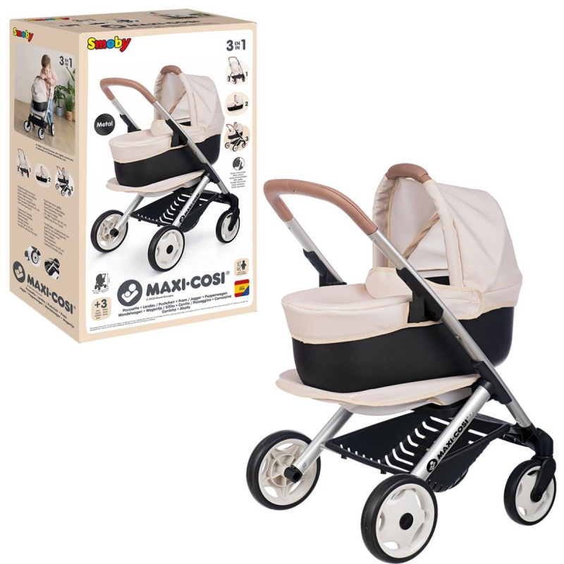 Kombinovaný kočárek pro panenky MAXI COSI 3 v 1 – béžový