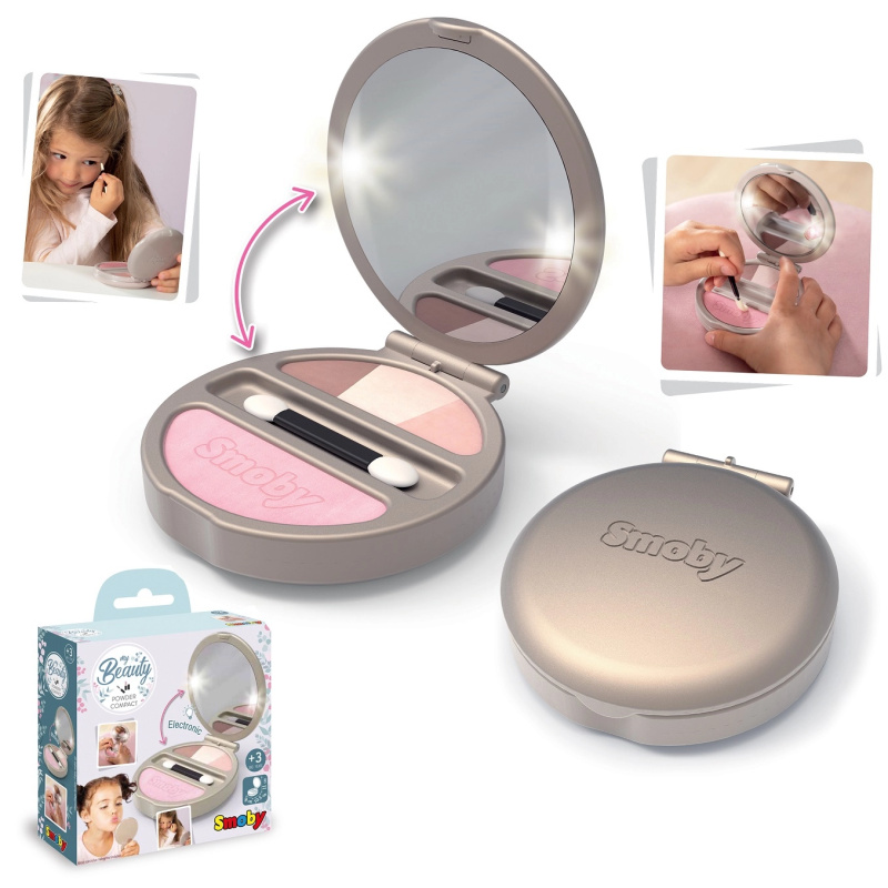 Smoby Pudr na obličej My Beauty Powder Compact se zrcátkem a světlem a stíny na oči