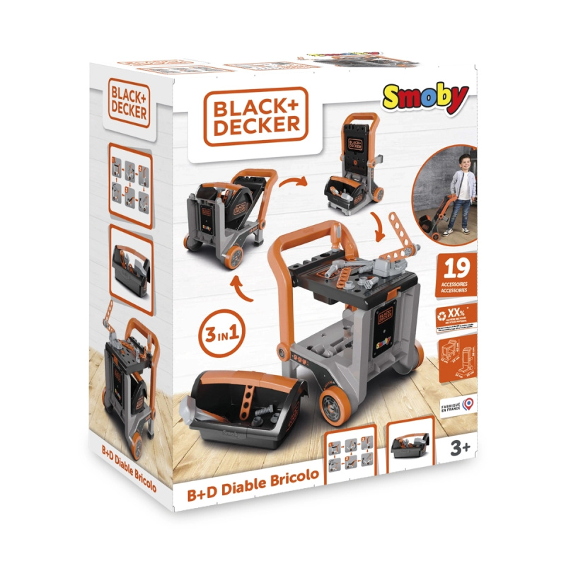 Smoby Black & Decker Dílenský vozík s boxem na nářadí