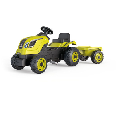 Šlapací traktor Farmer XL zelený s vozíkem