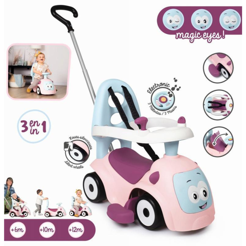 Odrážedlo Maestro 3v1 růžové elektronické