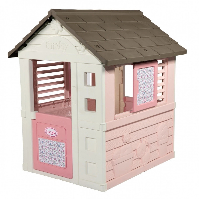 Smoby domeček Corolle Playhouse s 2 okny se žaluziemi a posuvnými okenicemi a 1 poloviční dveře UV filtr od 2 let