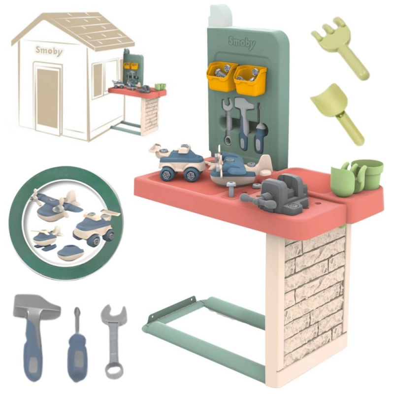 Smoby přístavný stolek – dílenský set s příslušenstvím pro domeček SMOBY Life