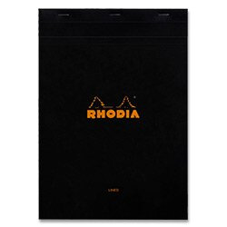 Rhodia Basic - šitý blok - A4, 80 l., linkovaný, černý
