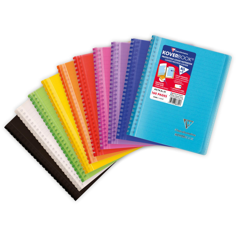 Clairefontaine Kroužkový zápisník Koverbook -  A5, 80 listů, linkovaný