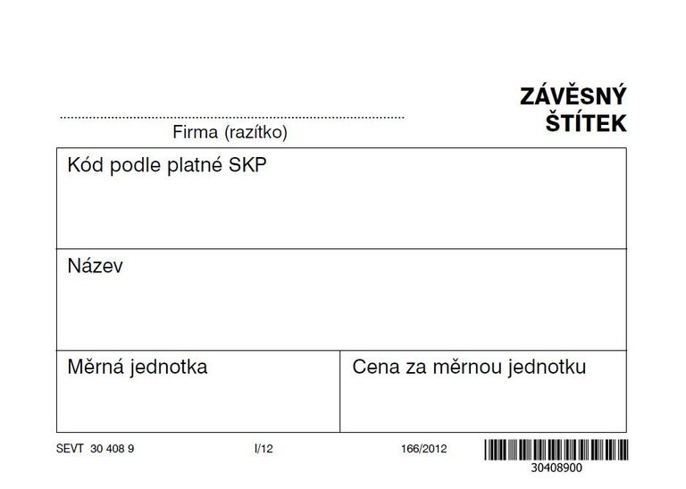 Závěsný štítek na šířku