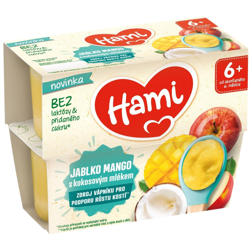 Hami Ovocný příkrm jablko mango s kokosovým mlékem (4×0,95 kg)