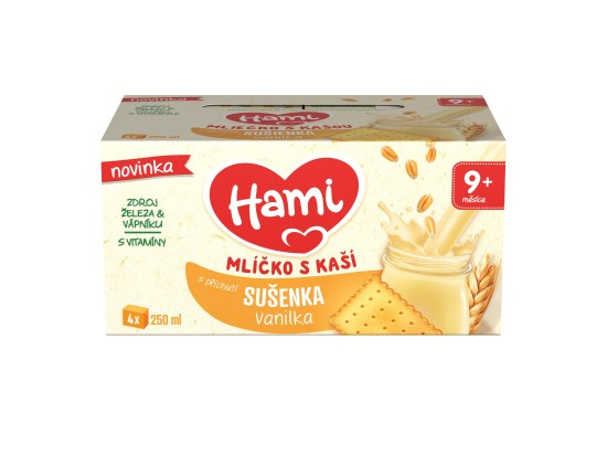 Hami Mlíčko s kaší s příchutí sušenka-vanilka (4×0,25 l)
