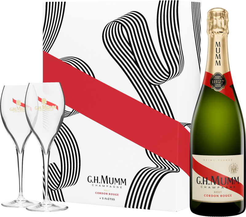 G.H. Mumm Cordon Rouge Brut + 2 sklenice 12,5% 0,75l (darčekové balenie 2 poháre)